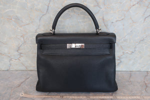 HERMES KELLY 32 Togo leather Black □H Engraving Shoulder bag 600090050