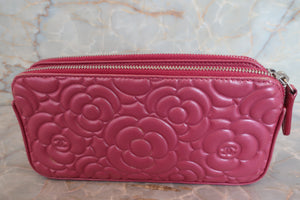 CHANEL/シャネル カメリアチェーンウォレット ラムスキン ピンク/シルバー金具 ショルダーバッグ 700090003