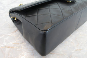 CHANEL Matelasse double flap chain shoulder bag Lambskin Black/Gold hadware Shoulder bag 700070217