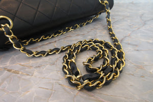 CHANEL Matelasse double flap chain shoulder bag Lambskin Black/Gold hadware Shoulder bag 700070217