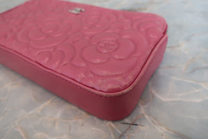 CHANEL/シャネル カメリアチェーンウォレット ラムスキン ピンク/シルバー金具 ショルダーバッグ 700090003