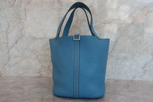 Load image into Gallery viewer, HERMES PICOTIN MM Clemence leather Blue jean □P Engraving Hand bag 700060216

