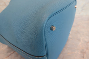 HERMES PICOTIN MM Clemence leather Blue jean □P Engraving Hand bag 700060216