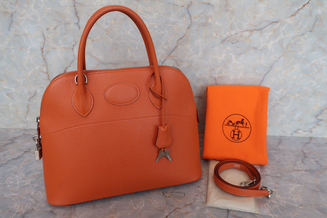 HERMES／BOLIDE 31 Chevre myzore goatskim Orange □I Engraving Shoulder bag 700100047