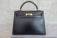 画像をギャラリービューアに読み込む, HERMES／エルメス ケリー32 ボックスカーフ ブラック 〇A刻印 ショルダーバッグ 800050125
