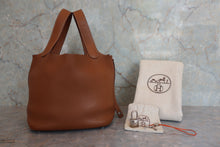 将图片加载到图库查看器，HERMES PICOTIN LOCK PM Clemence leather Gold □O刻印 Hand bag 800070135
