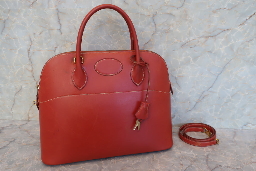 HERMES／エルメス ボリード35 ボックスカーフ ブリック 〇Z刻印 ショルダーバッグ 700060158