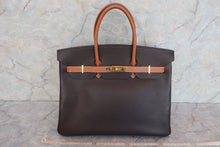 将图片加载到图库查看器，HERMES BIRKIN 35 Bi-color Epsom leather Chocolat/Gold □I刻印 Hand bag 600090041
