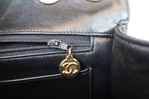 CHANEL/シャネル 中マトラッセシングルフラップチェーンショルダーバッグ ラムスキン ブラック/ゴールド金具 ショルダーバッグ 700080219