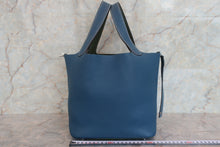 Load image into Gallery viewer, HERMES PICOTIN LOCK CASAQUE MM Clemence leather Blue thalassa/Canopee □Q Engraving Hand bag 700100019
