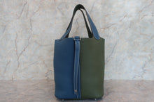 Load image into Gallery viewer, HERMES PICOTIN LOCK CASAQUE MM Clemence leather Blue thalassa/Canopee □Q Engraving Hand bag 700100019
