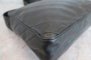 CHANEL Bias stitch fringe shoulder bag Lambskin Black/Gold hadware Shoulder bag 600050041