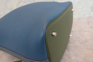 HERMES PICOTIN LOCK CASAQUE MM Clemence leather Blue thalassa/Canopee □Q Engraving Hand bag 700100019
