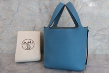 将图片加载到图库查看器，HERMES PICOTIN PM Clemence leather Blue jean Hand bag 600060162
