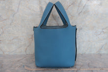 将图片加载到图库查看器，HERMES PICOTIN PM Clemence leather Blue jean Hand bag 600060162
