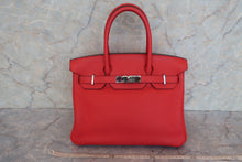 将图片加载到图库查看器，HERMES BIRKIN 30 Clemence leather Rouge tomate X刻印 Hand bag 600090042
