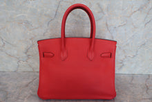 Load image into Gallery viewer, HERMES BIRKIN 30 Clemence leather Rouge tomate X Engraving Hand bag 600090042
