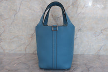 将图片加载到图库查看器，HERMES PICOTIN PM Clemence leather Blue jean Hand bag 600060162
