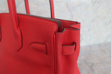 Load image into Gallery viewer, HERMES BIRKIN 30 Clemence leather Rouge tomate X Engraving Hand bag 600090042
