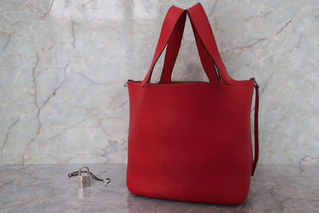 HERMES／エルメス ピコタンロックＭＭ トリヨンクレマンス ルージュヴィフ □H刻印 ハンドバッグ 700110072