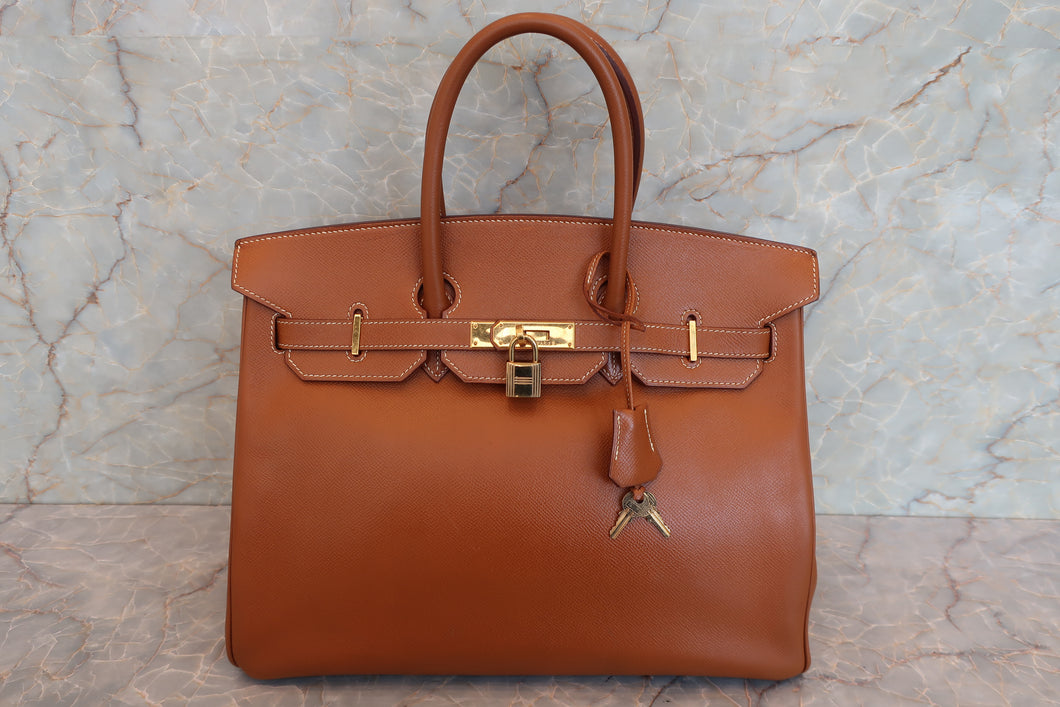 HERMES BIRKIN 35 Graine Couchevel leather Gold 〇Z Engraving Hand bag 700060124