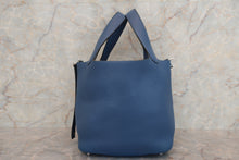 将图片加载到图库查看器，HERMES PICOTIN LOCK PM Clemence leather  Blue Agate X刻印 Hand bag 700010115
