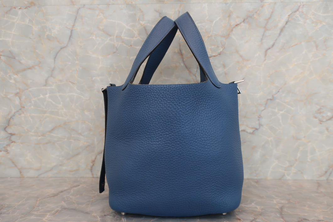 HERMES PICOTIN LOCK PM Clemence leather  Blue Agate X刻印 Hand bag 700010115