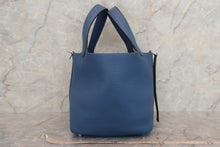 将图片加载到图库查看器，HERMES PICOTIN LOCK PM Clemence leather  Blue Agate X刻印 Hand bag 700010115
