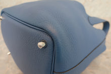 将图片加载到图库查看器，HERMES PICOTIN LOCK PM Clemence leather  Blue Agate X刻印 Hand bag 700010115
