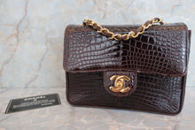 Load image into Gallery viewer, CHANEL Mini Matelasse single flap chain shoulder bag Crocodile/Lambskin Brown/Gold hadware Shoulder bag 600040211
