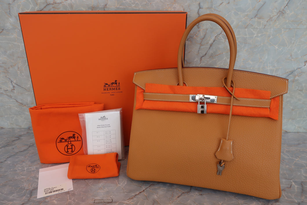 HERMES BIRKIN 35 Fjord leather Natural sable □H刻印 Hand bag 600070145