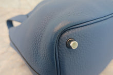 将图片加载到图库查看器，HERMES PICOTIN LOCK PM Clemence leather  Blue Agate X刻印 Hand bag 700010115
