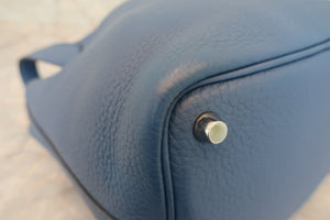 HERMES PICOTIN LOCK PM Clemence leather  Blue Agate X刻印 Hand bag 700010115