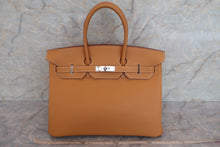 将图片加载到图库查看器，HERMES BIRKIN 35 Fjord leather Natural sable □H刻印 Hand bag 600070145
