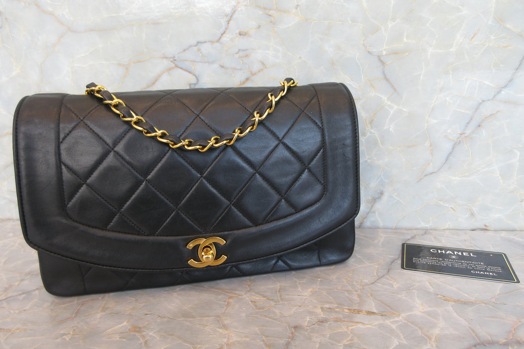 CHANEL/シャネル ダイアナマトラッセチェーンショルダーバッグ ラムスキン ブラック/ゴールド金具 ショルダーバッグ 700070246