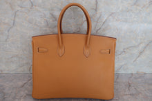 将图片加载到图库查看器，HERMES BIRKIN 35 Fjord leather Natural sable □H刻印 Hand bag 600070145
