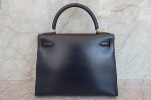 HERMES／エルメス ケリー28 ボックスカーフ ネイビー 〇Y刻印 ショルダーバッグ 700060083