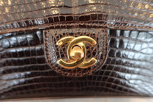 Load image into Gallery viewer, CHANEL Mini Matelasse single flap chain shoulder bag Crocodile/Lambskin Brown/Gold hadware Shoulder bag 600040211
