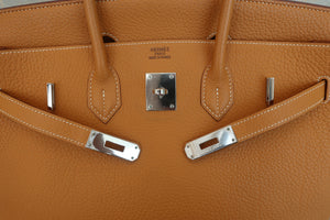 HERMES BIRKIN 35 Fjord leather Natural sable □H刻印 Hand bag 600070145