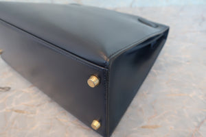 HERMES／エルメス ケリー28 ボックスカーフ ネイビー 〇Y刻印 ショルダーバッグ 700060083