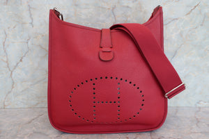 HERMES  EVELYNE 3GM Clemence leather Rouge garance □N Engraving Shoulder bag 700100031