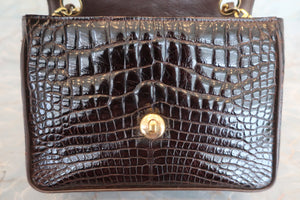 CHANEL Mini Matelasse single flap chain shoulder bag Crocodile/Lambskin Brown/Gold hadware Shoulder bag 600040211