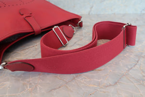 HERMES  EVELYNE 3GM Clemence leather Rouge garance □N Engraving Shoulder bag 700100031