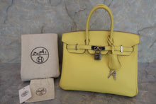 将图片加载到图库查看器，HERMES BIRKIN 25 Verso Novillo leather Lime/Blue bleuet Y刻印 Hand bag 600070184
