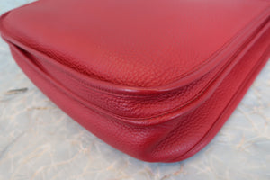 HERMES  EVELYNE 3GM Clemence leather Rouge garance □N Engraving Shoulder bag 700100031
