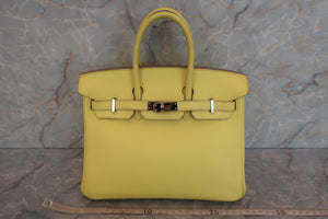 HERMES BIRKIN 25 Verso Novillo leather Lime/Blue bleuet Y刻印 Hand bag 600070184