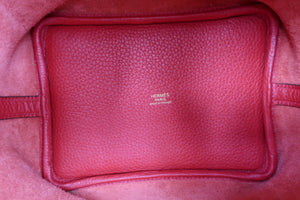 HERMES PICOTIN LOCK PM Clemence leather Rouge casaque C刻印 Hand bag 700010016