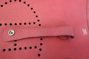 HERMES  EVELYNE 3GM Clemence leather Rouge garance □N Engraving Shoulder bag 700100031