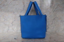 将图片加载到图库查看器，HERMES PICOTIN LOCK MM Clemence leather Blue hydra X刻印 Hand bag 500100150
