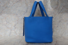 将图片加载到图库查看器，HERMES PICOTIN LOCK MM Clemence leather Blue hydra X刻印 Hand bag 500100150
